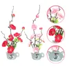 Decorative Flowers 2 Pcs Asia Plum Blossom Plants Goblincore Room Decor Stem Plate Decoration Dish Plastic Ornament Bride Decorations