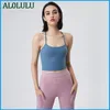 AL0LULU Coletes de Yoga Verão Novo Crop Top Feminino 9 Cores Sexy Sling Lazer Fitness Exercício Viagem Yoga Colete