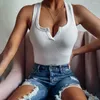 Débardeurs femme débardeur femme léger Slim Fit tricoté côtelé coupe basse hauts Sexy sans manches col en v culture pour Clubwear