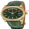 2019 Luxusuhren, grünes Zifferblatt, 18 Karat Gelbgold, automatisches mechanisches Uhrwerk, Leder-Herrenuhr, Herrenuhr, Armbanduhren217y