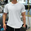 Męskie koszulki Elastyczne Slim Fit Sports T Shirt Men Casual krótkie rękaw Ourek czysty kolor chuda koszulka na męską gym ubranie proste blaty L230715