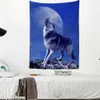 タペストリーズドームカメラオオカミの聖なる動物のhowえるタペストリーウォールハンディング装飾チャクラカーペットサイケデリック魔術壁布ウルフタペストリーR230714