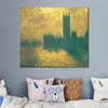 Houses of Parliament Claude Monet Pittura Impressionista Arte Dipinta a mano Tela Decorazione murale Alta qualità