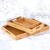Dishes Plates Bamboo Wooden Rectangular Tea Tray Solid Wood trays serving tray Kung Fu Cup el Dinner Plate 230714
