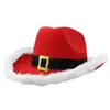 Berets Christmas Santa Claus Hat Lighting Fluffy Edge Cowboy Decorative LED Light Xmas Dance Jazz For Club