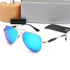 Óculos de sol de designer de moda de luxo para homens e mulheres, óculos de sol como foto de rua de praia, pequenos óculos de sol, moldura completa com caixa de presente