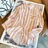 23ss nuovo Luo Jia lowe strisce di colore strisce verticali nel lungo cappotto di protezione solare T-shirt ricamata sciolto partita donne