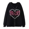 Męskie bluzy bluzy Y2K ZIP UP UP UP UP UP UP Hoodies Gothic Jacket Men Men Love Drukuj grafikę z kapturem HARAJUKU Długie rękawowe ubrania Bluza 230714