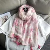 Halsdukar 2023 ombre blomma mönster tofs sjalar långa foulard blossom tryck wrap hijab