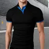 T-shirt da uomo Moda estiva da uomo Camicia a maniche corte Top con bottoni Risvolto Largo Henley-Shirt T-shirt aderente Casual Abbigliamento quotidiano Abbigliamento maschile