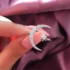 BlingBling Vvs Moissanite Ring 100% 925 Sterling Ring Designer Style New Crescent Moon Anello placcato oro rosa Apertura creativa Anello di fidanzamento Anelli d'argento