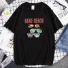 Camisetas masculinas Sand Beach Go On Vacation Óculos de Sol Impressão Tshirt Algodão Marca T-Shirt Masculino Engraçado Roupa Legal Camisa Casual de Verão Masculino