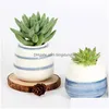 Planters Pots Decorative Fashion Simple Succent Desktop Home Hand Painted Ceramics Flowerpot Round For Fleshy Creative Flowerpots Dhbwm