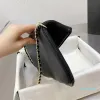 2023-New fashion Super large pearl chain bag simple casual style women's shoulder bags high-quality leather black folding wallet Black White handbag