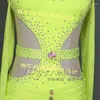 Stage Wear Costume de danse latine pour femme Compétition Fluorescent Green Diamond Star LD200