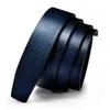 HiTie 50 Kinds Dark Blue Genuine Leather Mens Belts for Men Belt Automatic Buckles Ratchet Waist Dress Jeans Straps Removable L230704