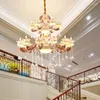 Chandeliers Crystal Light Luxury LED Chandelier European Zinc Alloy Lighting Villa Big Hanging Lamp Living El Hall Fixtures Pendant