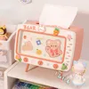 Tissue Boxes Napkins Cute Multifunction Tissue Box Holder Square for Home Kawaii Desktop Decor Tv Tissue Box Case Pink Phone Holder Storage Organizer R230714