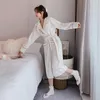 Women's Sleepwear Cute Bath Robe For Women Embroidered Flannel Fabric Thick Lengthen Warm Bathrobes Casual Dressing Gown Female Bridesmaid