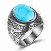 wholesale gemstone turkish ring men jewelry stainless steel mens howlite tiger eye turquoise rings fashion jewelry rings for men