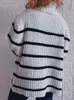 Women's Sweaters Turtleneck Sweater Women Black Blue Autumn Winter Korean Style Fashion Female Stripe Long Sleeve Loose Pullovers