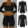 Kvinnors spårdräkter 3 stycken sport sömlösa underkläder set kvinnor sport justerbar bh slim casual leggings shorts kvinnas sportkläder underkläder