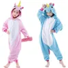 Blå och rosa enhörning cosplay kigurumis barn halloween karneval mardi gras kostymer barn onesie pajamas268u