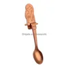 Skedar Eco Friendly Creative Coffee Spoon Cute Mermaid Handle Flatvarutrickverktyg Rostfritt stål Kök Gadget 346 Drop Delive DHQWX