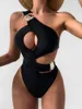 Maillots de bain pour femmes Sexy asymétrique une épaule découpé femmes pièce maillot de bain femme Monokini rembourré baigneur maillot de bain nager