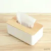 Tissue Boxes Napkins Plastic Tissue Box Wooden Lid Round/Square Napkin Holder Container Wet Tissue Paper Dispenser Case Modern Home Car Organizer R230715