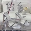 High Heel Sandals Kvinnor Strass Shoes Ankel Wrap High Hee Wedding Crystal Circrusted Snake Luxury Designer Fashion 9.5cm R With Box