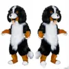 2018 Fast design Custom White Black Sheep Dog Mascot Costume Personaggio dei cartoni animati Fancy Dress per la fornitura di feste Adult Size280C