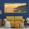 수제 캔버스 아트 Claude Monet Painting Seacoast at Saint-Adresse Sunset 1864 마을 조경 예술 작품 욕실 장식