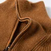 Suéteres para hombre, suéter grueso de lana de oveja para hombre, ropa de punto con cuello de cremallera para otoño e invierno, jerséis cálidos de Cachemira pura para hombre