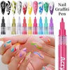 Vernis à ongles 4/12 pièces Nail Art Graffiti stylo noir couleur UV Gel vernis coloré peinture détaillant stylo brosse bricolage Nail Art Gel vernis orner outil 230715