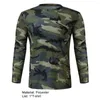 Camisetas Masculinas Camisa Masculina Tática Militar Camuflada Decote Redondo Magro Manga Longa T-shirt Pulôver Masculino Caça Caminhadas Acampamento Base Outono