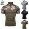 Men's T-Shirts ZOGAA Fashion Men's Tactical Camouflage Athletic Short Sleeves Zipper Collar T-shirts L230715