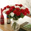 Dekorativa blommor rayon rose blomma bröllop hem bord dekoration lång bukett arrangemang falska växt valentins dag gåva.