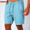 Shorts Masculino Moda Verão Linho Masculino Algodão Praia Curto Selvagem Lazer Solto Carga Sólida para Calções de Moletom 230714