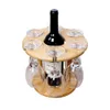 Preference -Wine Glass Holder Bambu bordsskivtorkningstorkningsställen Camping för 6 glas och 1 vinflaska344a