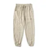 Pantaloni Casual Elastici in Seta di Ghiaccio per Uomo Estate Sottile Marchio di Moda Sport Cravatta Piedi Tinta Unita Pantaloni Allentati Crop0h9i0h9isuxf