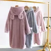 Kvinnors sömnkläder Autumn Winter Flanell Nightgown Korean förtjockar hemkläder Pyjamas Cardigan Hooded Bathrobe Sexig ankomst