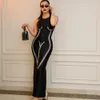 Basic Casual Dresse s Vêtements 2023 Été Creux Col Rond Repassage Diamant Sans Manches Sexy Robe Longue Party Club Wear Vestidos 230715