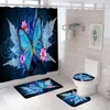 Shower Curtains 3D Print Flowers Bath Curtain Butterfly Bathroom Curtains Polyester Fabric Floral Shower Curtains Waterproof Screen with Hooks 230714