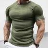 Men's T-Shirts Fashion Mens Slim Fit Knit T-shirt Solid Edge Stripe O-neck Short Sleeve Tee Knitwear Summer Casual Tshirts Muscle Men Clothing L230715