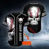 Vestes Plstar Cosmos Ghost Hunter Skull Nom personnalisé 3D Chemises imprimées Maillot de baseball Unisexe Chemise de baseball unique Bqs06