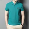 Men's T-Shirts Minglu Cotton Summer Men's Polo Shirts Luxury Pique Short Sleeve Solid Color Embroidery Slim Fit Casual Party Man T-shirts L230715