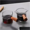 Ensembles de vaisselle en verre japonais résistant à la chaleur expresso tasse à mesurer double bouche pot à lait avec poignée échelle mesure tasses 6 9Se Drop Dhiml