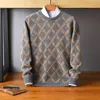 Men's Sweaters Autumn And Winter Round Neck Pullover Sweater Pure Wool Knitted Cashmere Casual Color Matching Top