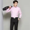 メンズドレスシャツBlusas Mujer Moda 2023 Men Camisa Business Wedding Striped Black White Pink Red Formal Groomsman 7xl 8xl Slim Fit